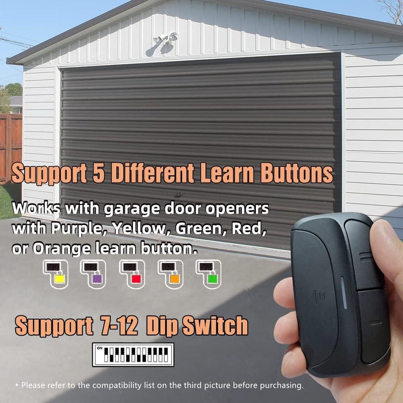 Ezyopenteck Universal Garage Door Opener Remote for Chamberlain Liftmaster 375LM 375UT KLIK1U Genie Linear and More - 2 Pack - Image 2